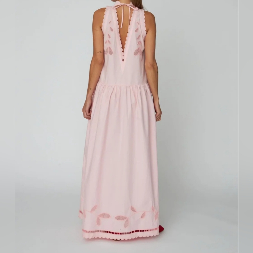 Anthropologie Stella Nova Embroidered Anglaise Maxi Cotton Dress - Picture 3 of 11
